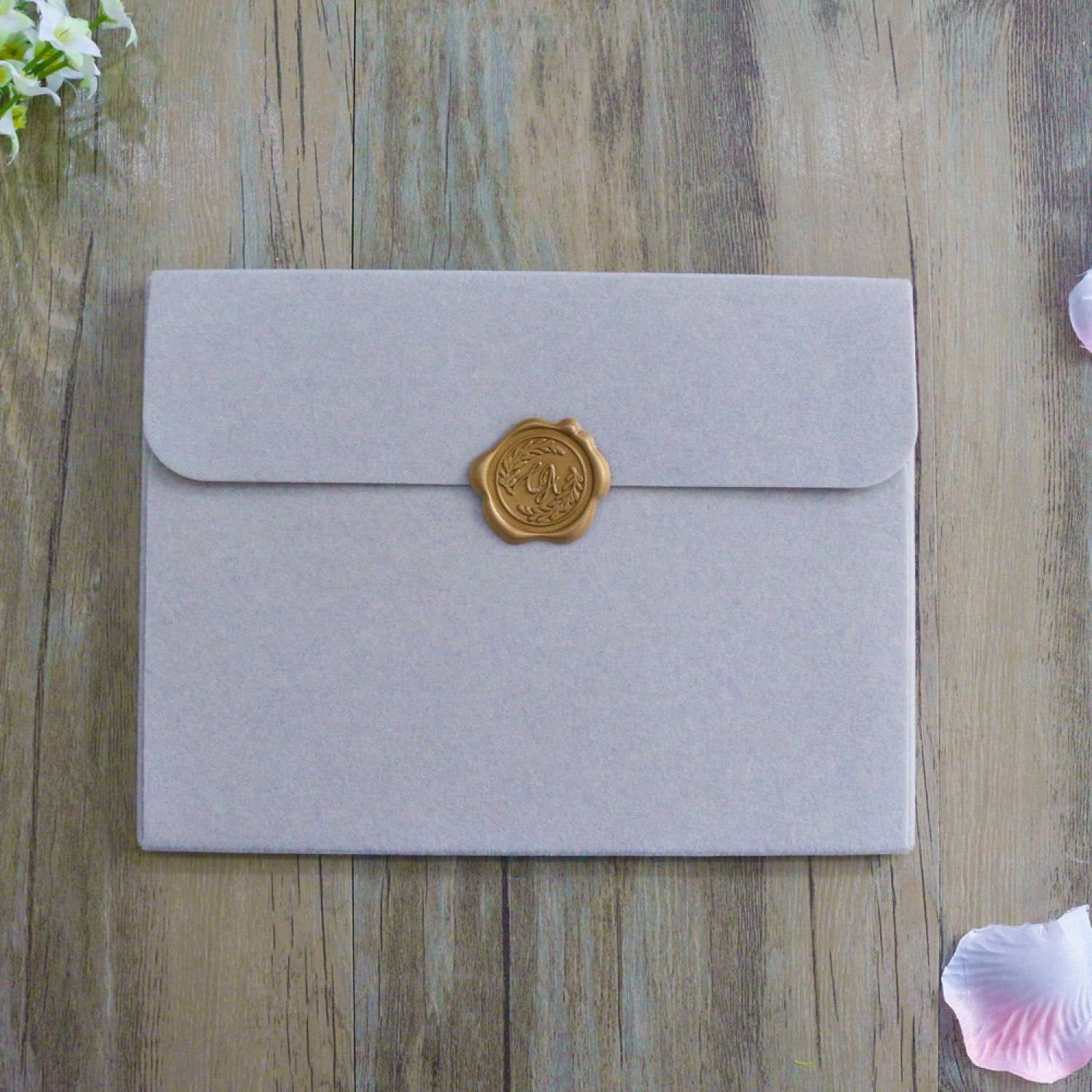 Acrylic Invittaion Card With Gray Velvet Envelope Greeting Card